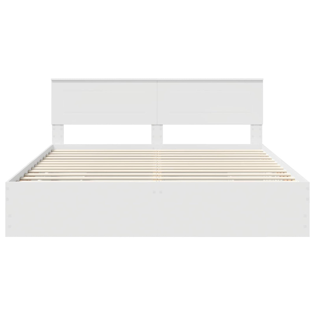 Sengestel med skuffe Hvid 180 x 200 cm Ingeniørtræ