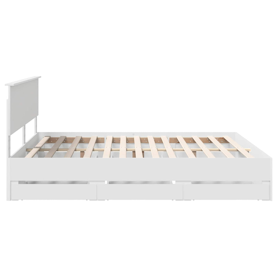 Sengestel med skuffe Hvid 180 x 200 cm Ingeniørtræ