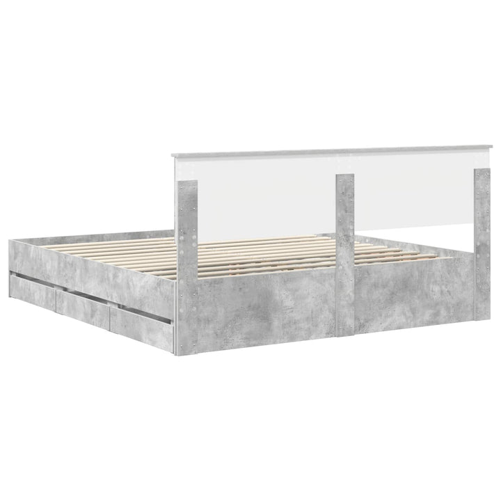 Sengestel med skuffe Beton Grå 180 x 200 cm Ingeniørtræ