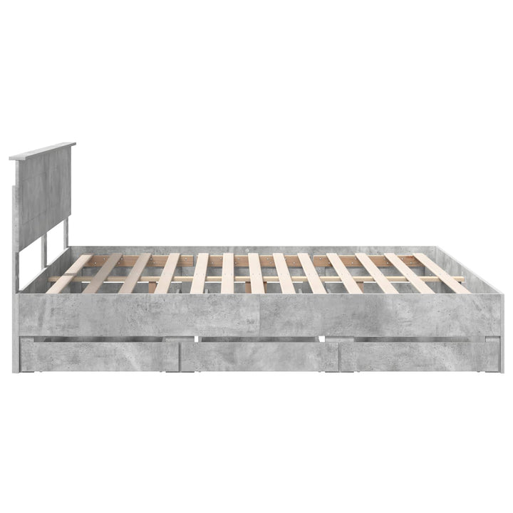 Sengestel med skuffe Beton Grå 180 x 200 cm Ingeniørtræ