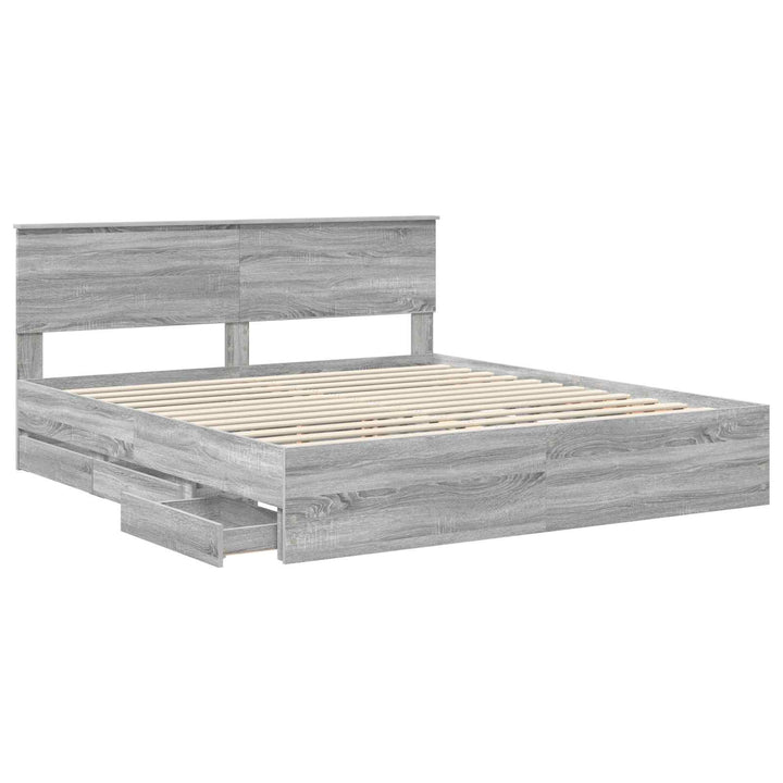 Sengestel med skuffe Grå Sonoma 180 x 200 cm Ingeniørtræ