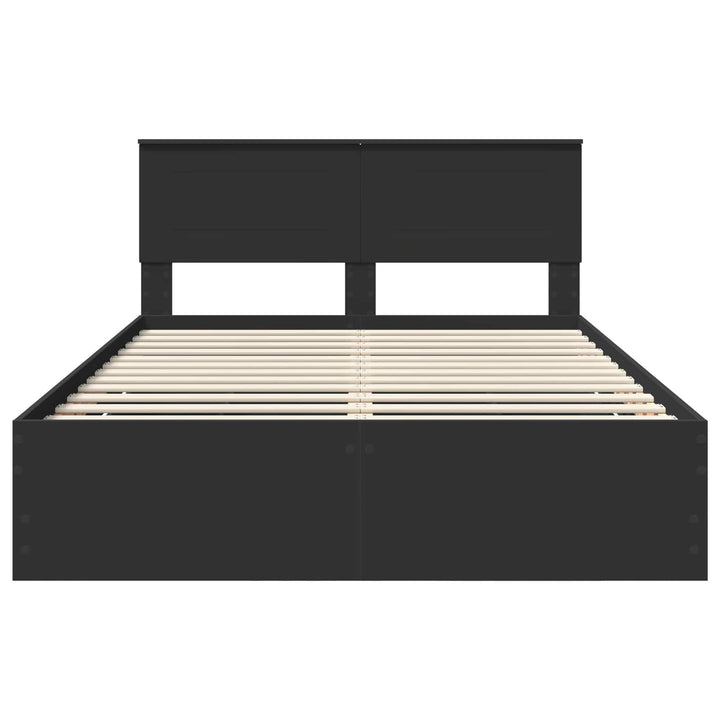 Sengestel med skuffe Sort 160 x 200 cm Ingeniørtræ