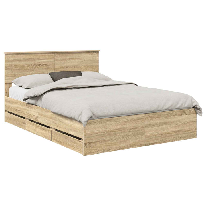 Sengestel med skuffe Sonoma eg 160 x 200 cm Ingeniørtræ