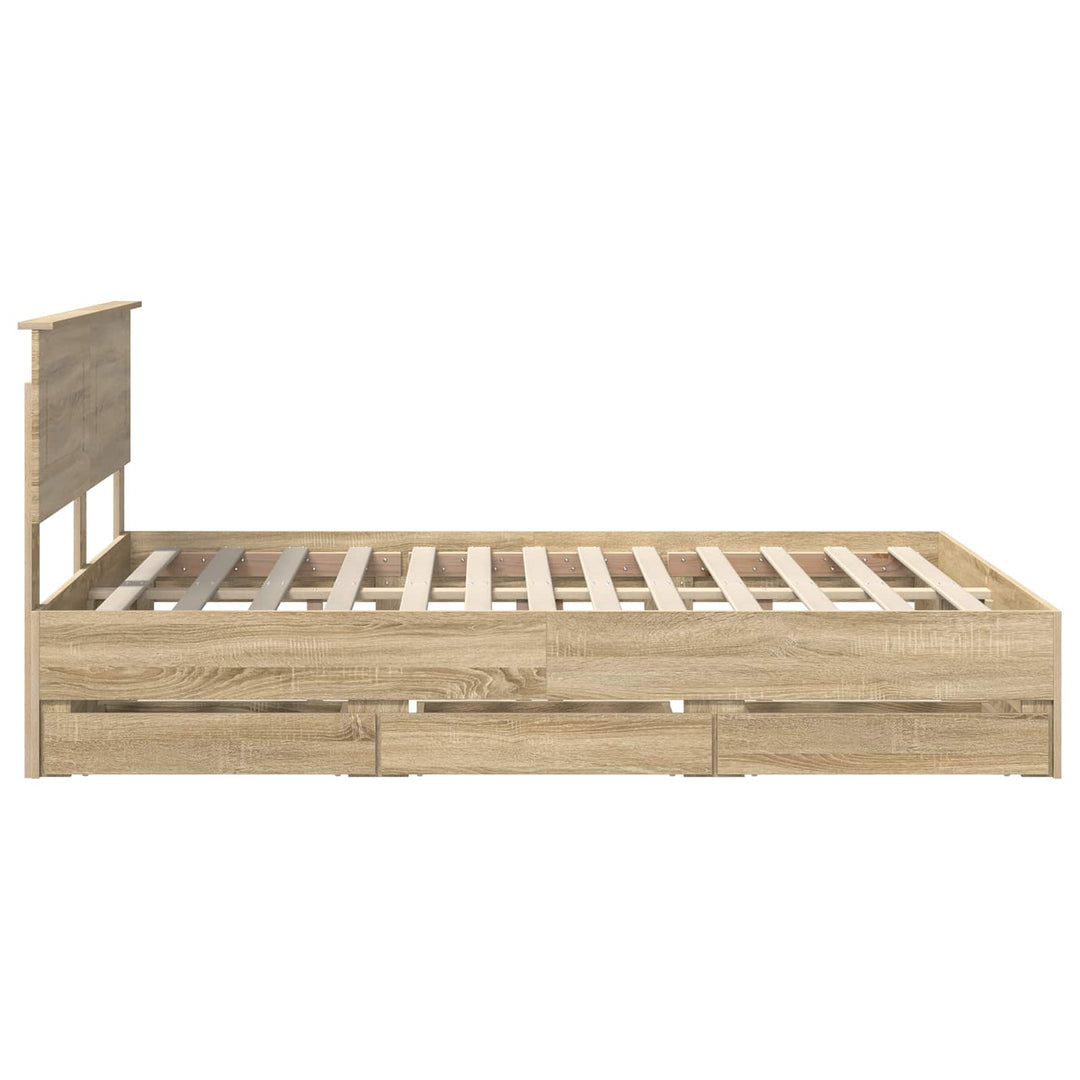 Sengestel med skuffe Sonoma eg 160 x 200 cm Ingeniørtræ