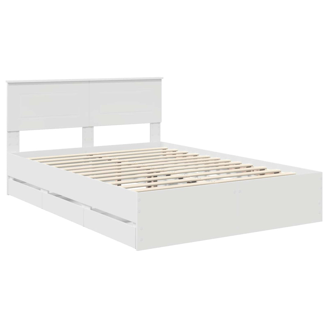Sengestel med skuffe Hvid 140 x 190 cm Ingeniørtræ