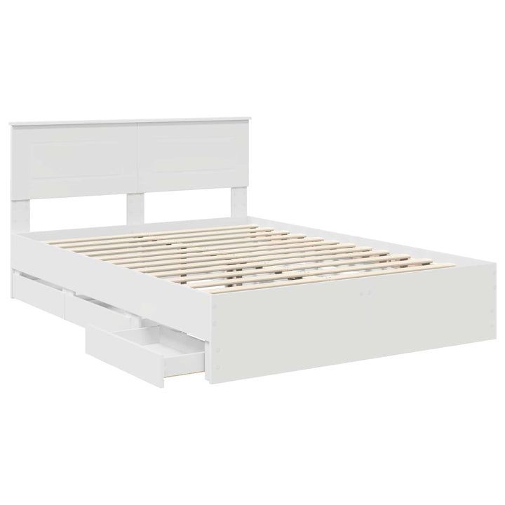 Sengestel med skuffe Hvid 140 x 190 cm Ingeniørtræ