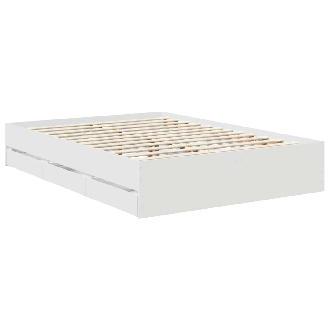 Sengestel med skuffe Hvid 140 x 190 cm Ingeniørtræ