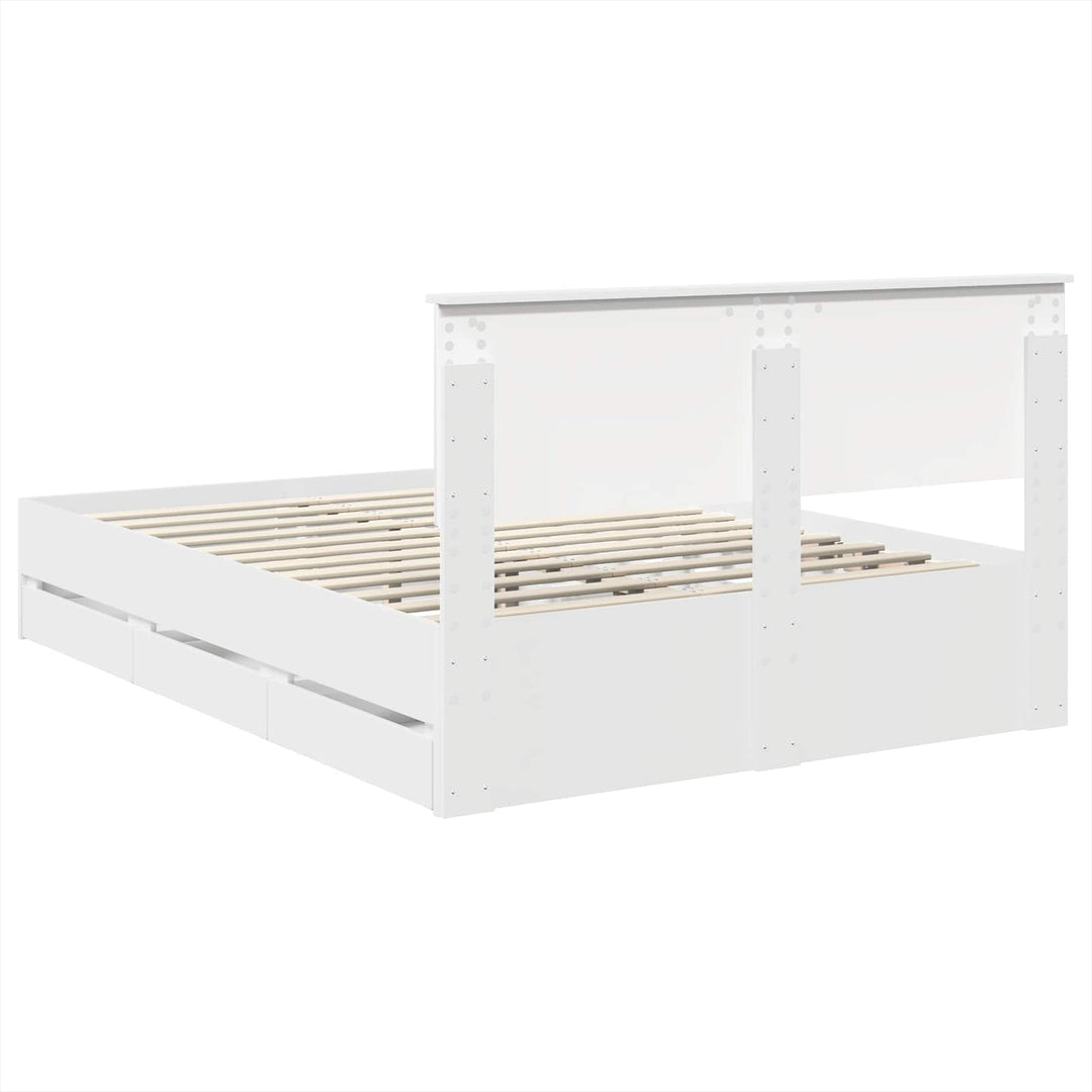 Sengestel med skuffe Hvid 140 x 190 cm Ingeniørtræ