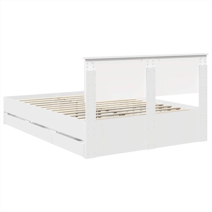 Sengestel med skuffe Hvid 140 x 190 cm Ingeniørtræ