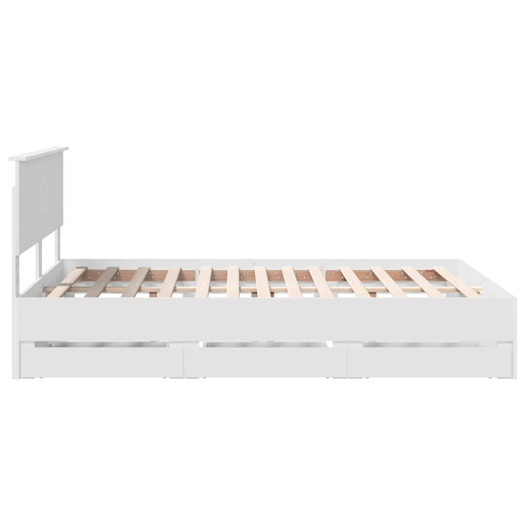Sengestel med skuffe Hvid 140 x 190 cm Ingeniørtræ