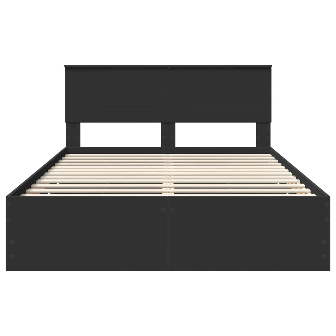 Sengestel med skuffe Sort 140 x 190 cm Ingeniørtræ