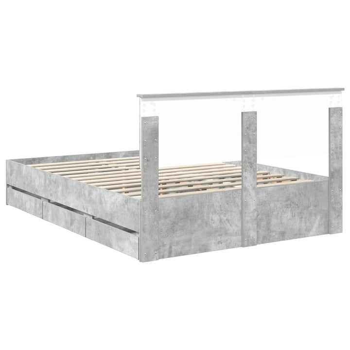 Sengestel med skuffe Beton Grå 140 x 190 cm Ingeniørtræ