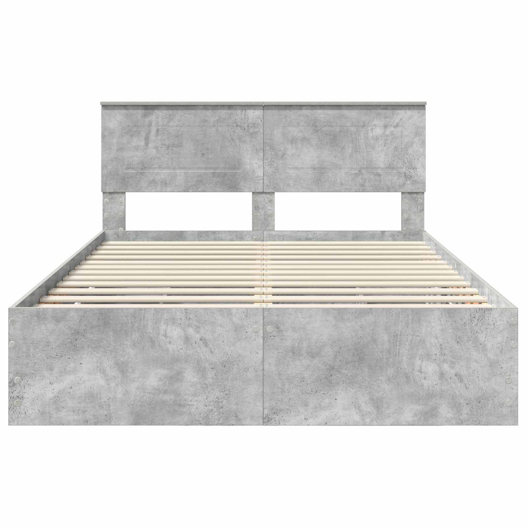 Sengestel med skuffe Beton Grå 140 x 190 cm Ingeniørtræ