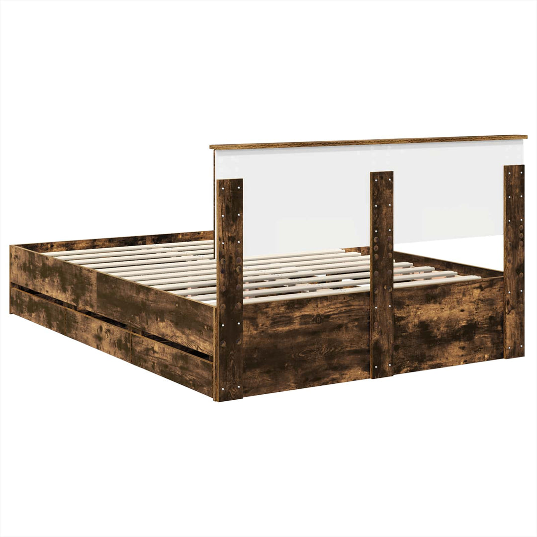 Sengestel med skuffe Røget eg 140 x 190 cm Ingeniørtræ