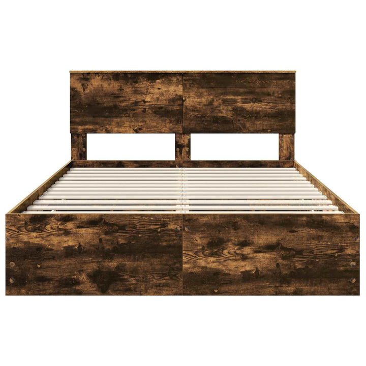 Sengestel med skuffe Røget eg 140 x 190 cm Ingeniørtræ