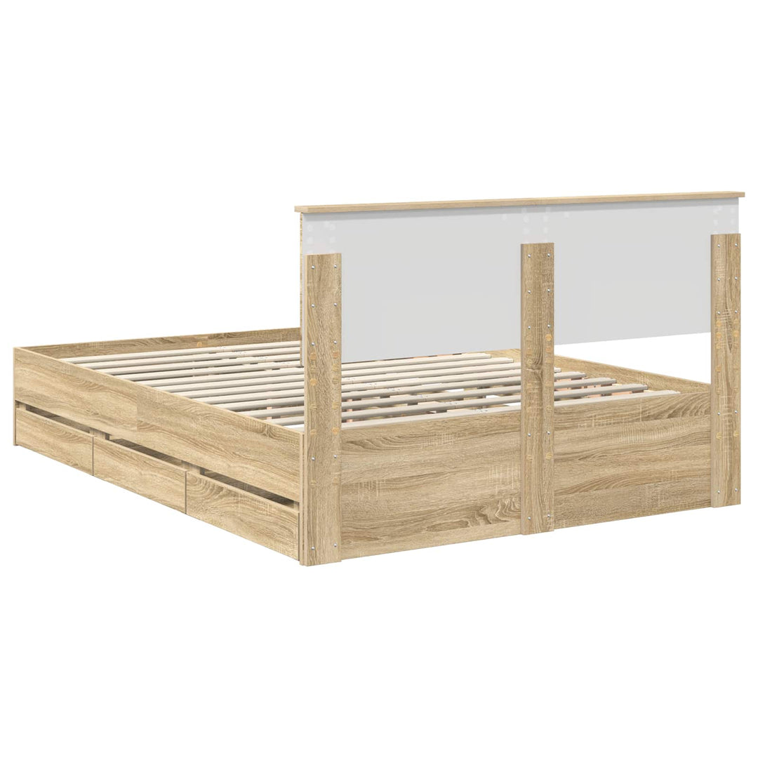 Sengestel med skuffe Sonoma eg 140 x 200 cm Ingeniørtræ