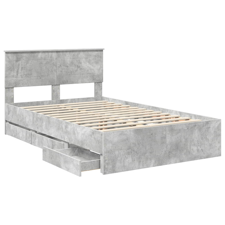Sengestel med skuffe Beton Grå 135 x 190 cm Ingeniørtræ