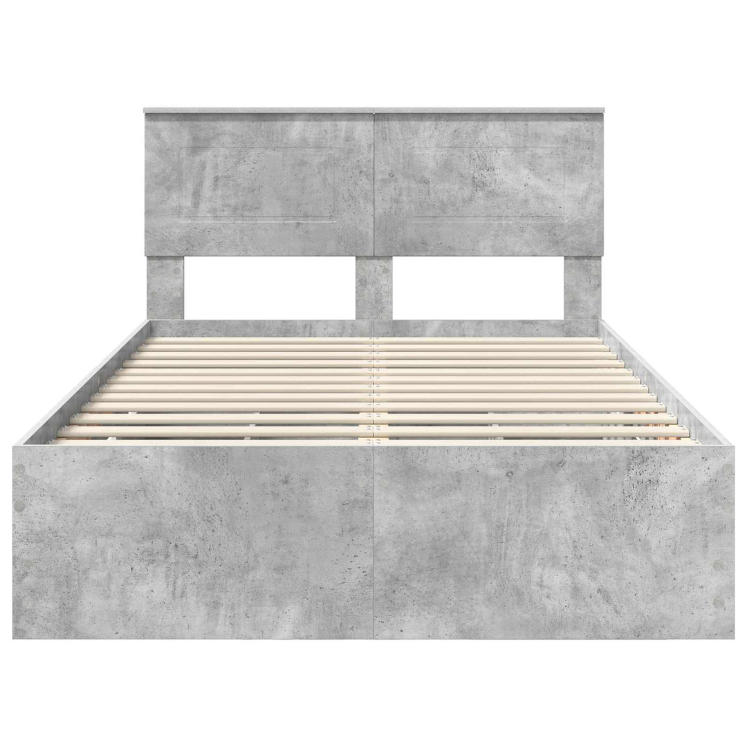 Sengestel med skuffe Beton Grå 135 x 190 cm Ingeniørtræ