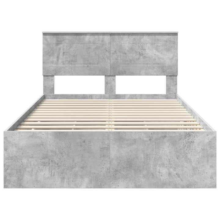 Sengestel med skuffe Beton Grå 135 x 190 cm Ingeniørtræ