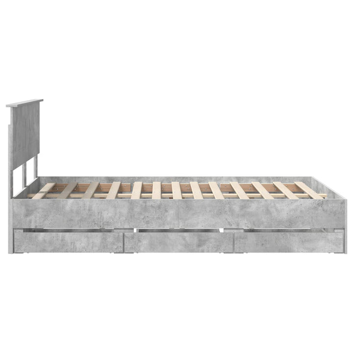 Sengestel med skuffe Beton Grå 135 x 190 cm Ingeniørtræ