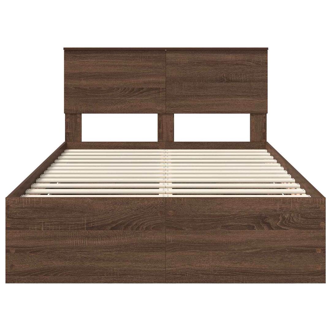 Sengestel med skuffe Brun eg 135 x 190 cm Ingeniørtræ