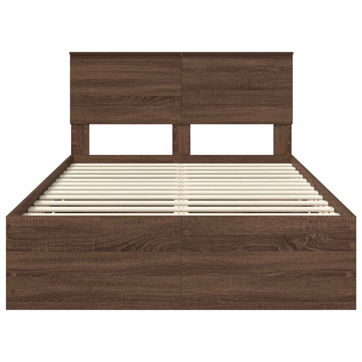 Sengestel med skuffe Brun eg 135 x 190 cm Ingeniørtræ