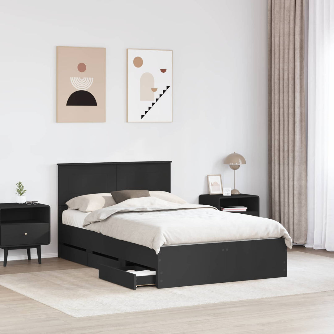 Sengestel med skuffe Sort 120 x 190 cm Ingeniørtræ