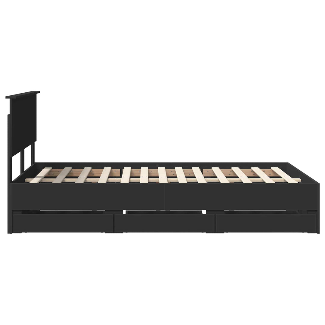 Sengestel med skuffe Sort 120 x 190 cm Ingeniørtræ