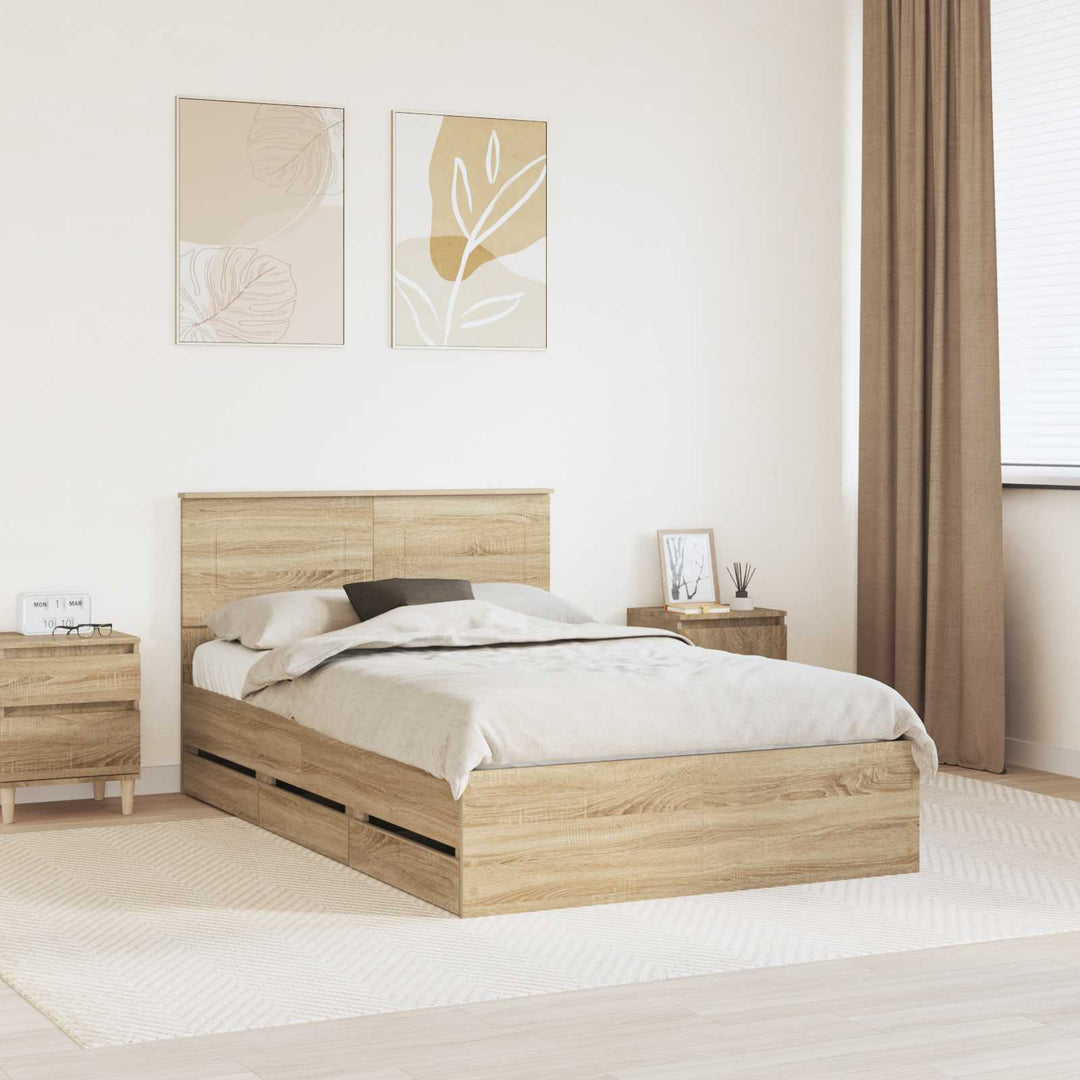 Sengestel med skuffe Sonoma eg 120 x 190 cm Ingeniørtræ