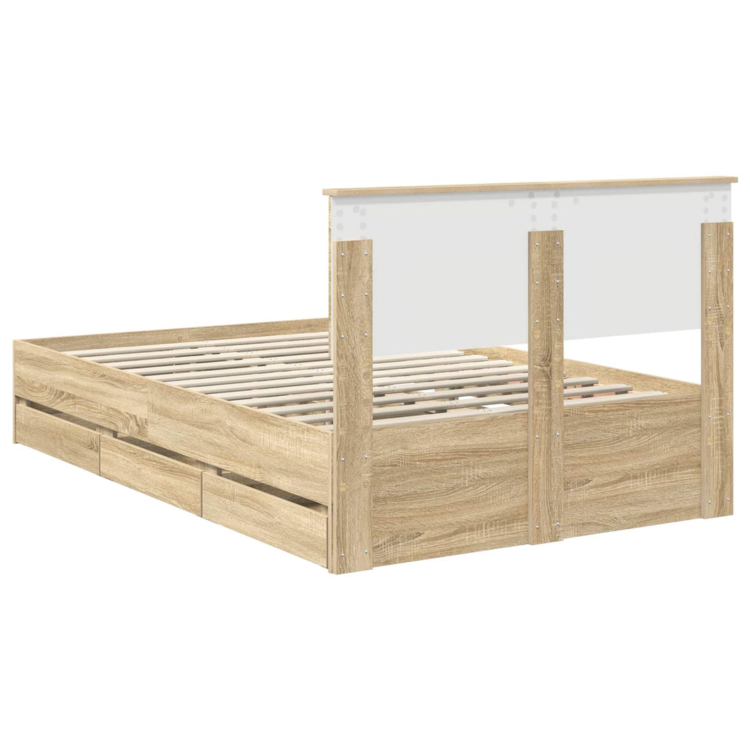 Sengestel med skuffe Sonoma eg 120 x 190 cm Ingeniørtræ