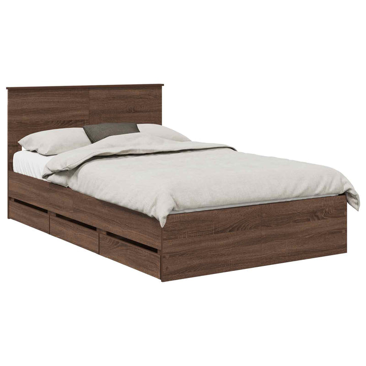 Sengestel med skuffe Brun eg 120 x 190 cm Ingeniørtræ