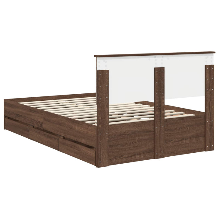 Sengestel med skuffe Brun eg 120 x 190 cm Ingeniørtræ