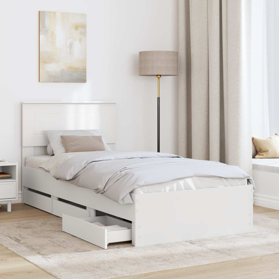 Sengestel med skuffe Hvid 90 x 190 cm Ingeniørtræ