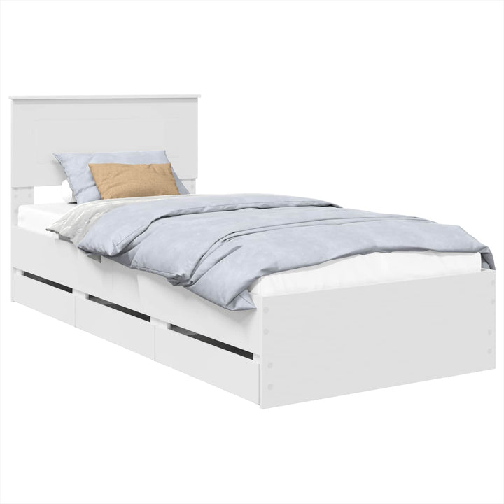 Sengestel med skuffe Hvid 90 x 190 cm Ingeniørtræ