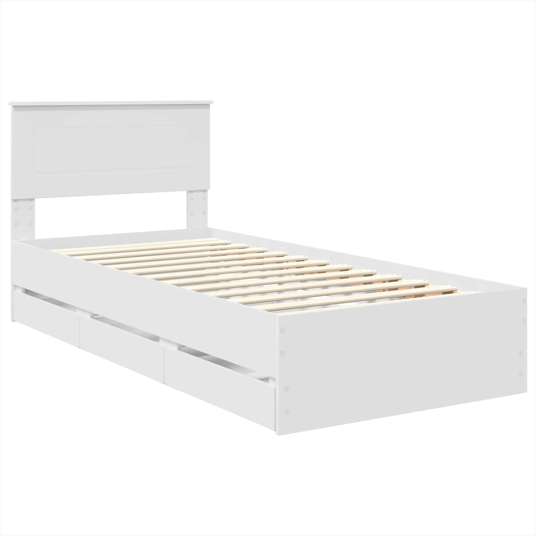 Sengestel med skuffe Hvid 90 x 190 cm Ingeniørtræ