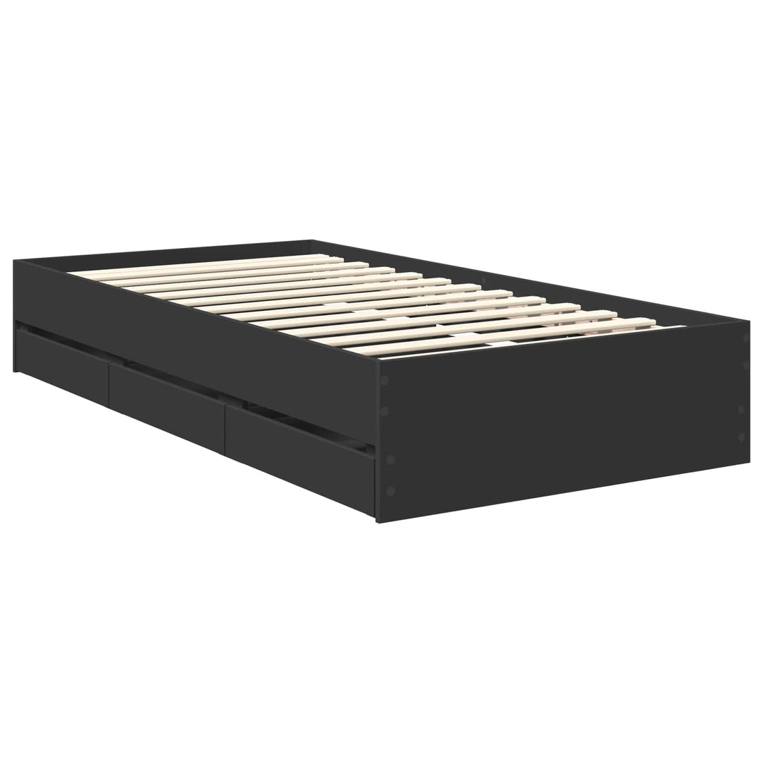 Sengestel med skuffe Sort 90 x 190 cm Ingeniørtræ