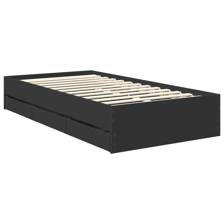 Sengestel med skuffe Sort 90 x 190 cm Ingeniørtræ