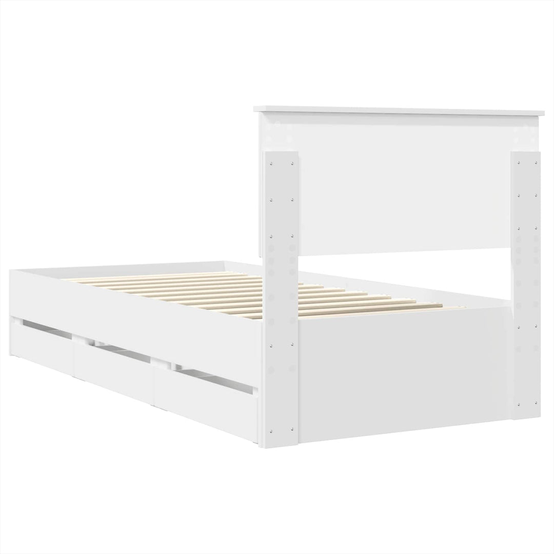 Sengestel med skuffe Hvid 90 x 200 cm Ingeniørtræ