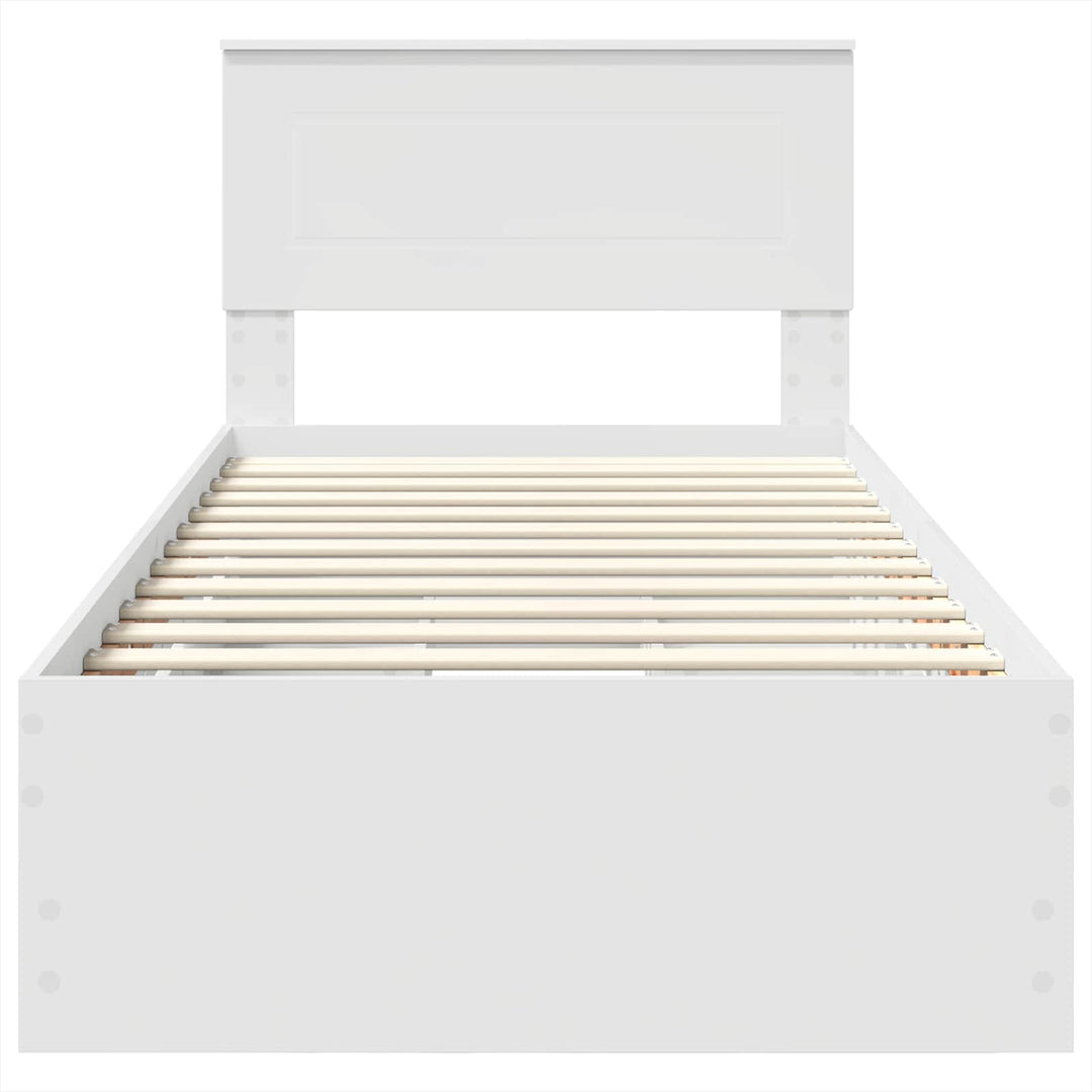 Sengestel med skuffe Hvid 90 x 200 cm Ingeniørtræ