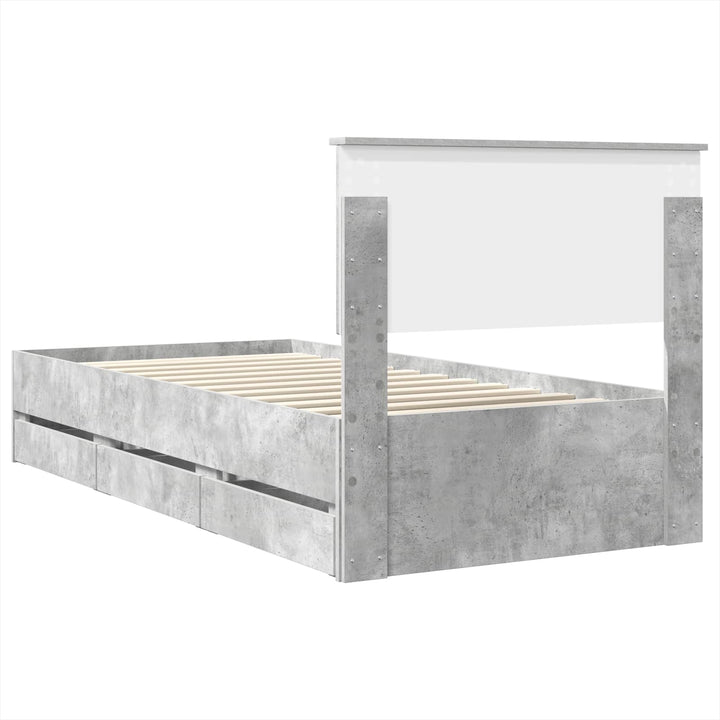 Sengestel med skuffe Beton Grå 90 x 200 cm Ingeniørtræ
