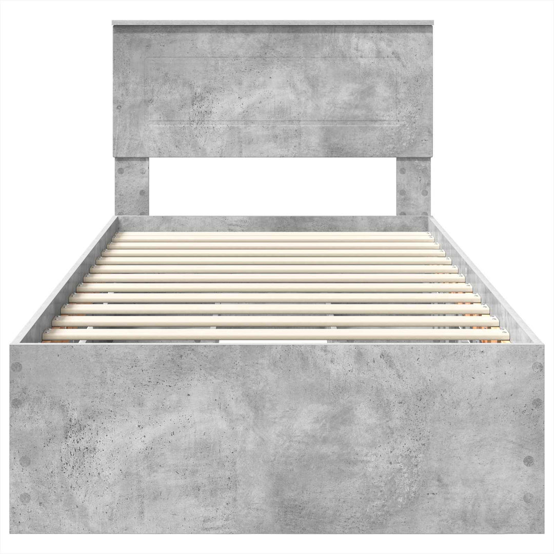 Sengestel med skuffe Beton Grå 90 x 200 cm Ingeniørtræ