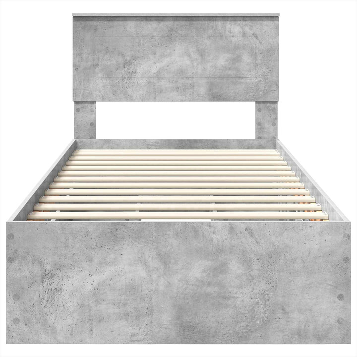 Sengestel med skuffe Beton Grå 90 x 200 cm Ingeniørtræ