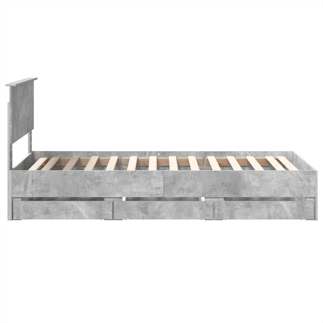 Sengestel med skuffe Beton Grå 90 x 200 cm Ingeniørtræ
