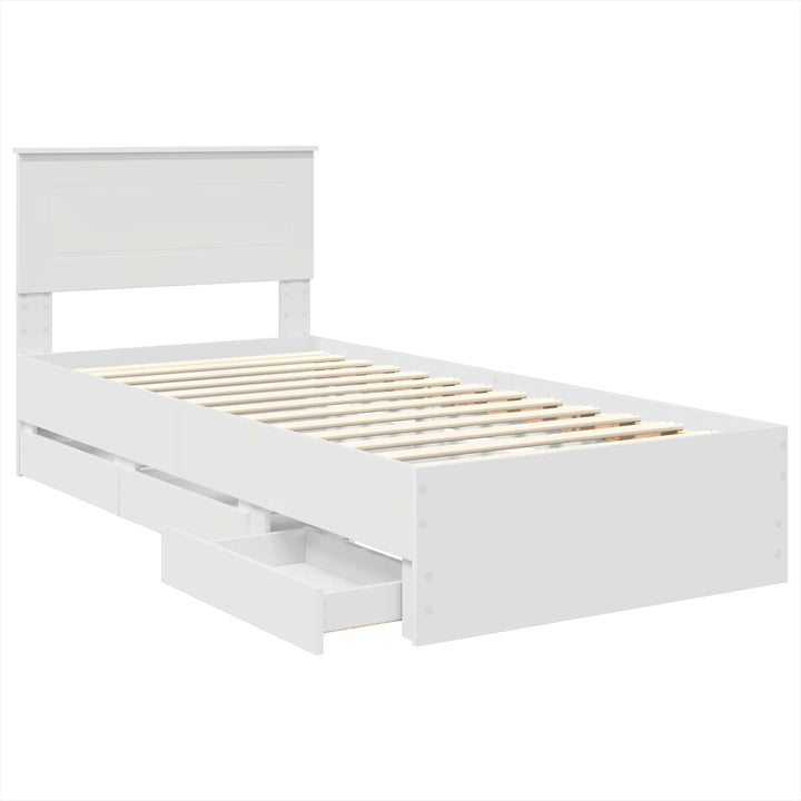 Sengestel med skuffe Hvid 75 x 190 cm Ingeniørtræ