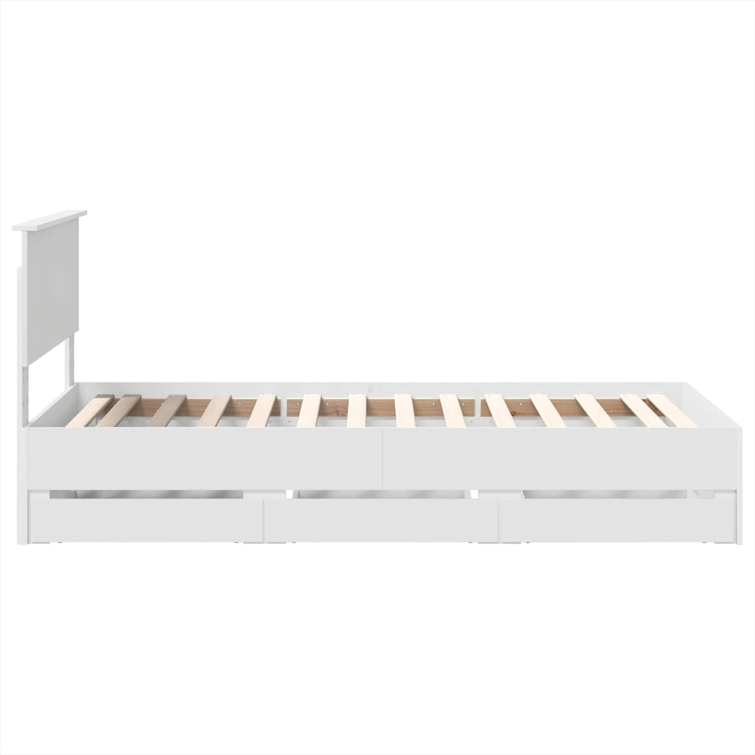 Sengestel med skuffe Hvid 75 x 190 cm Ingeniørtræ