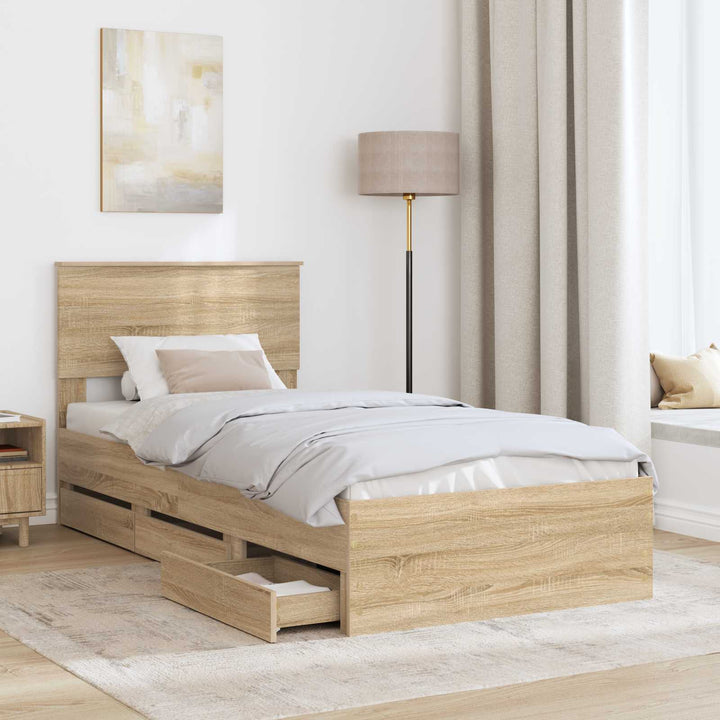 Sengestel med skuffe Sonoma eg 75 x 190 cm Ingeniørtræ