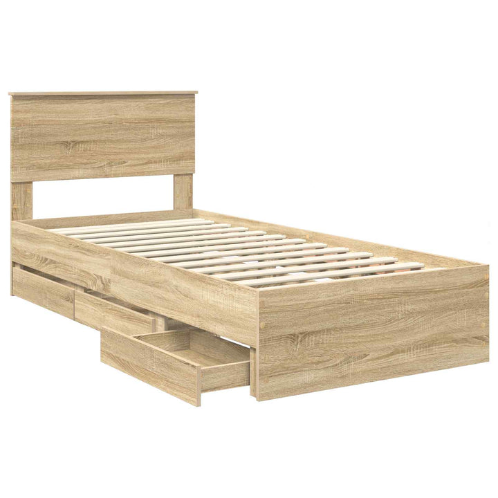Sengestel med skuffe Sonoma eg 75 x 190 cm Ingeniørtræ