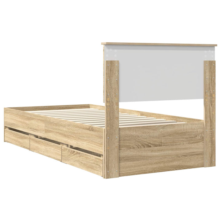 Sengestel med skuffe Sonoma eg 75 x 190 cm Ingeniørtræ