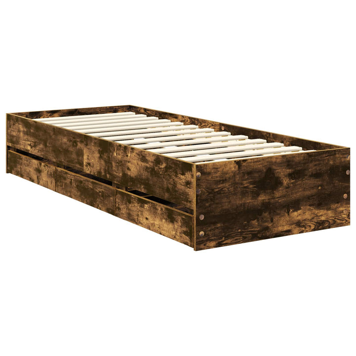 Sengestel med skuffe Røget eg 75 x 190 cm Ingeniørtræ
