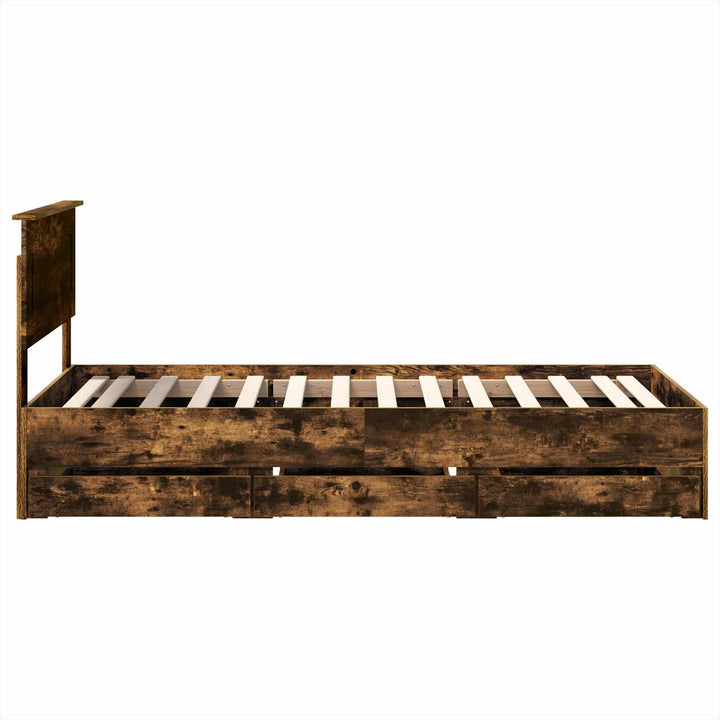 Sengestel med skuffe Røget eg 75 x 190 cm Ingeniørtræ